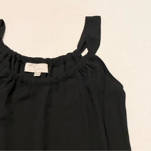 Loft Women's Black Sleeveless Chiffon Tank Top Blouse Dressy Size XS - Picture 4 of 14